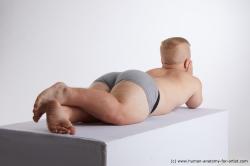 Underwear Man White Laying poses - ALL Average Short Blond Laying poses - on stomach Standard Photoshoot Academic